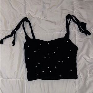 Forever 21 Black Embellished Crop Camisole